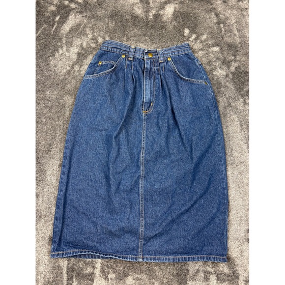 Carriage Court Dresses & Skirts - Carriage Court Denim Skirt Womens 10 Blue Midi Pleated High Waist Vintage